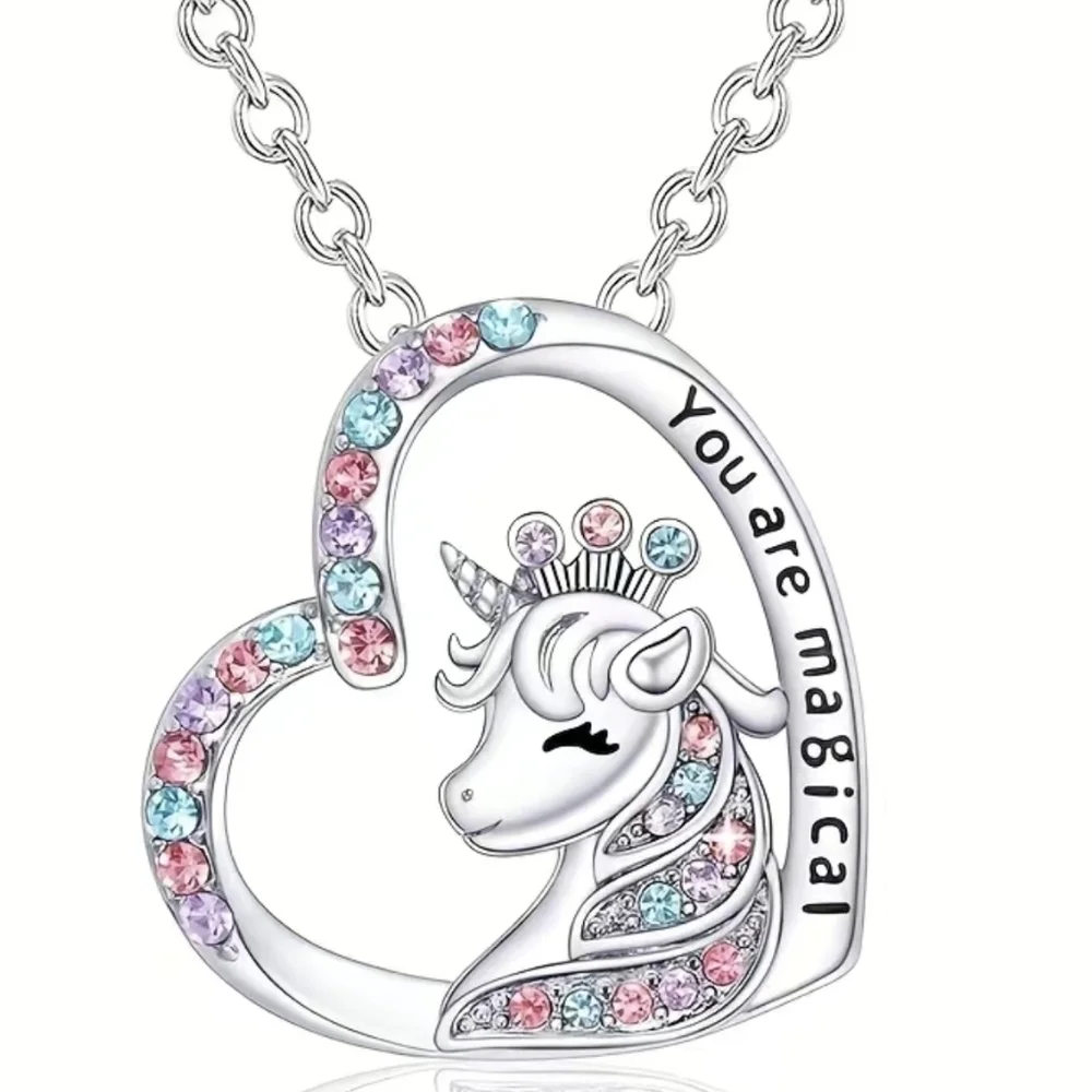 New Creative Elegant Cute Unicorn Heart Pendant Necklace, T1B3B